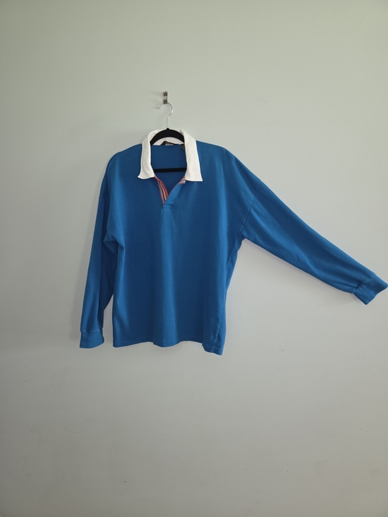 J. Crew Tops - J. Crew Bright Blue Polo with White Collar and Multicolor Trim